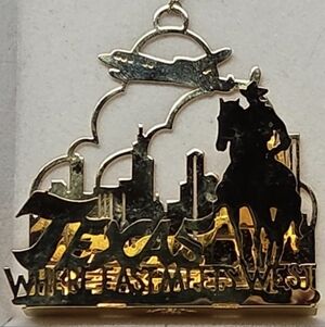 1983 "Texas Where East Meets West" By Tamerlane/Camerlane Holiday Ornament